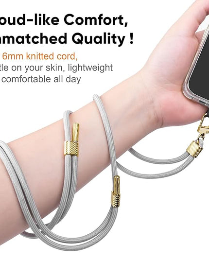 Phone Lanyard Universal Crossbody Cell Phone Strap Anti-Theft Adjustable Neck Lanyard for iPhone 17 Pro Max 2pcs Phone Patchs Tether Pads Dark Blue