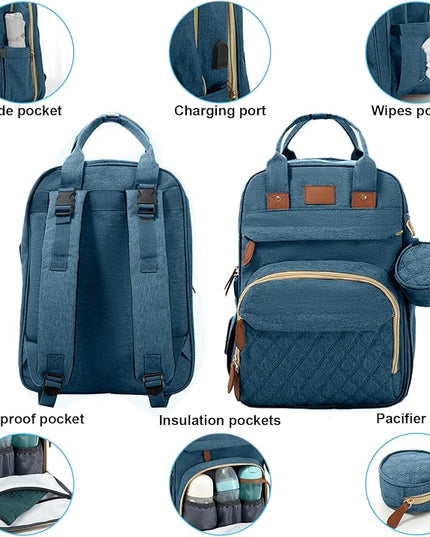 BosiBozi Baby Diaper Bag Backpack, Waterproof & Multi-Functional Baby Bag for Moms Dads, Travel Diaper Bag with Insulated Pockets & Pacifier Case