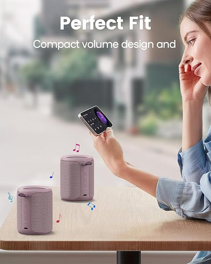 Bluetooth Speaker Wireless,IP67 Waterproof & Dustproof Portable Speaker with Lights,15W Loud Stereo Sound, 2500mAh Battery All Day Playtime, TWS Pairing, BT5.3, Home/Party/Outdoor/Beach (Dusty Pink)