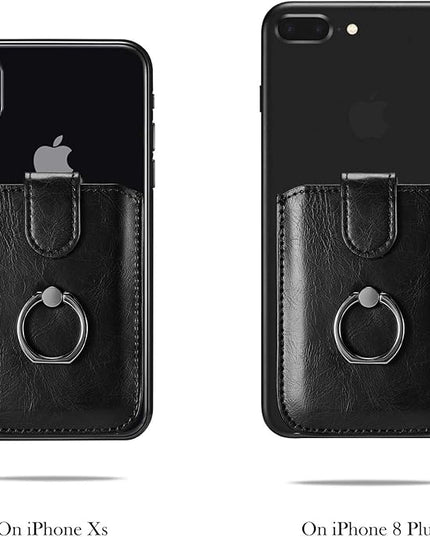 BIAJIYA Phone Card Holder RFID Leather Wallet Credit Adhesive Cell Case Stick-on Card Holder for Women and Men Back of Phone for Most of Smartphones