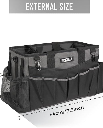 Wearable Cleaning Caddy Bag, Cleaning Caddy Supplies Organizer with Handle & Shoulder Straps for Housekeepers, Under Sink & Car Cleaning Tool Organizers with 4 Foldable Divider (DarkGrey)