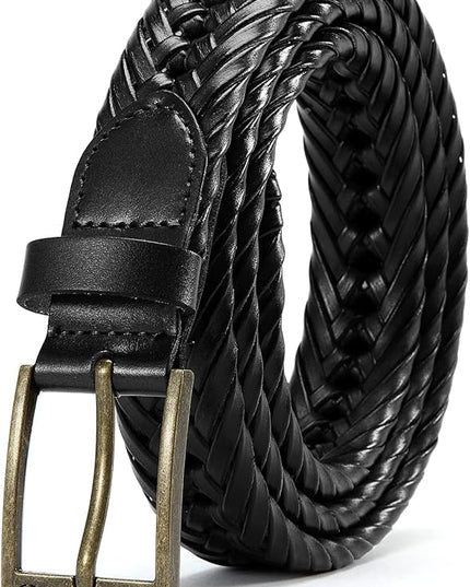 CHAOREN Leather Braided Belts for Men - 1 1/8" Mens Casual Woven Leather Belt for Dress Pant