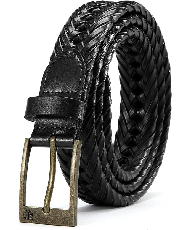 CHAOREN Leather Braided Belts for Men - 1 1/8" Mens Casual Woven Leather Belt for Dress Pant