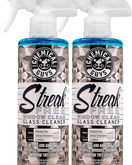 Chemical Guys Glass Cleaner Streak Free Window Spray - Works on Glass, Mirrors, Screens - Ammonia-Free, Safe on Tinted Windows, Car Windshield Cleaner for Trucks, SUVs, Home - 16 oz (Pack of 2)