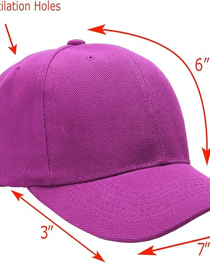 Falari Wholesale Bulk Lot 12-Pack Baseball Cap Adjustable Size Plain Blank Solid Color