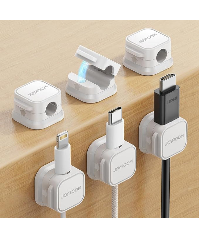 6 Pack Magnetic Cable Clips [Cable Smooth Adjustable] Cord Holder, Under Desk Cable Management, JOYROOM Adhesive Wire Holder Keeper Organizer for Home Office Desk Phone Car Wall Desktop Nightstand