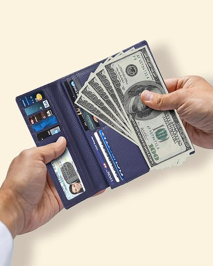 Real Leather Women Wallet Leather with RFID Blocking -Trifold Card Holder Designer Ladies Clutch with ID Window Wallets