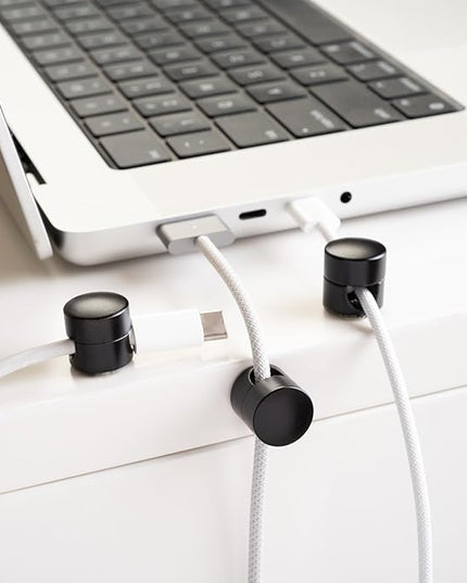 Cable Anchors for Desk Organization Black | Premium Aluminum Cord Organizers | Charger + Cable Management Clips for Home & Office | Stylish, Sturdy, & Functional | (3 Pack)