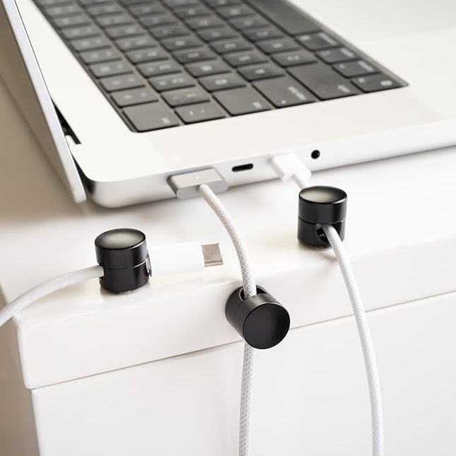 Cable Anchors for Desk Organization Black | Premium Aluminum Cord Organizers | Charger + Cable Management Clips for Home & Office | Stylish, Sturdy, & Functional | (3 Pack)