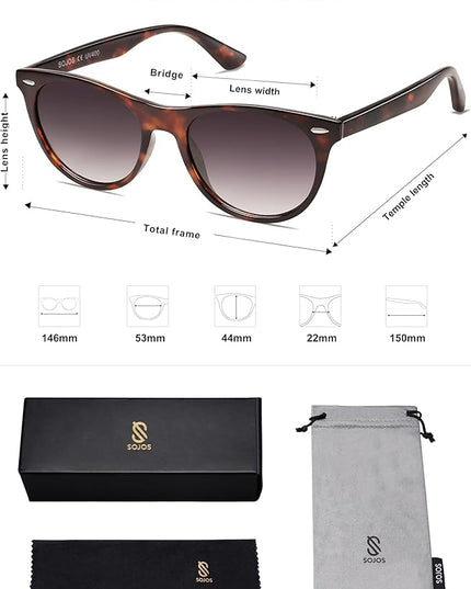 SOJOS Classic Polarized Sunglasses for Women Men Small UV400 Lenses SJ2076
