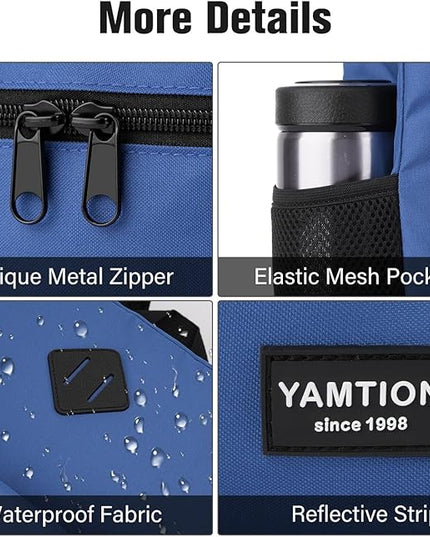 YAMTION School Backpack,Classic Bookbag Men and Teen Boy Schoolbag with USB Charging Port for High School College Office Work Travel