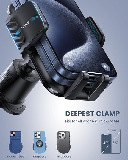 Lamicall 2026 Wider Clamp & Metal Hook Car Phone Holder Vent [Thick Cases Friendly] Phone Holders for Your Car Mount Automobile Hands Free Cradle Air Vent for iPhone 16 15 14 13 Pro Max Smartphone