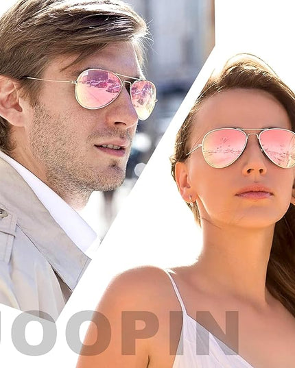 Joopin Polarized Metal Aviation Sunglasses Men, Classic Military Sun Glasses Women, Rectangle Shades UV400 Protection Costume