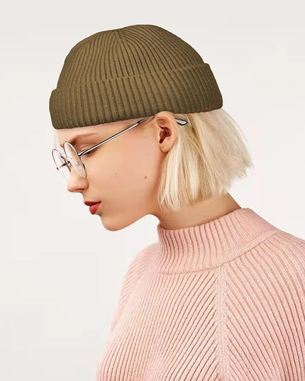 ROYBENS Wool Fisherman Beanie for Men Women, Knit Cuffed Fleece Lined Beanies Winter Warm Hat Skull Cap Unisex