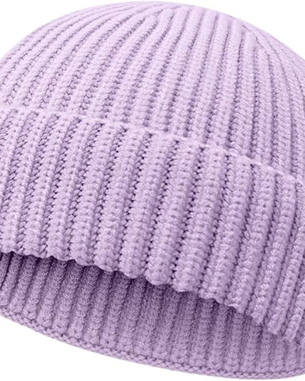 Wool Fisherman Beanies for Men Women Short Cuff Knit Beanie Winter Warm Hats Trawler Hat Stylish Watch Cap