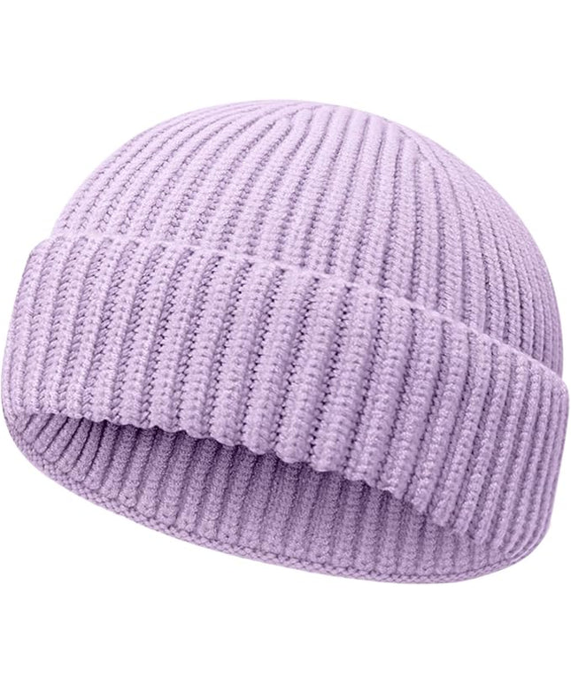 Wool Fisherman Beanies for Men Women Short Cuff Knit Beanie Winter Warm Hats Trawler Hat Stylish Watch Cap