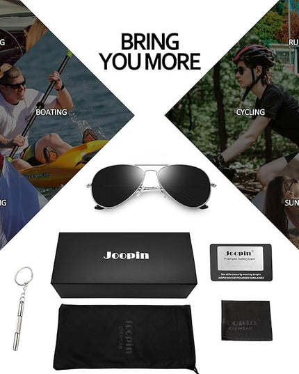 Joopin Polarized Metal Aviation Sunglasses Men, Classic Military Sun Glasses Women, Rectangle Shades UV400 Protection Costume