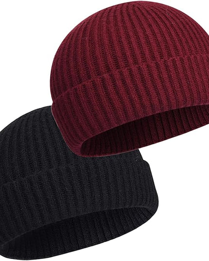 50% Wool Warm Cuffed Swag Knit Short Fisherman Beanie for Men Women Winter Hats Trawler Skull Cap