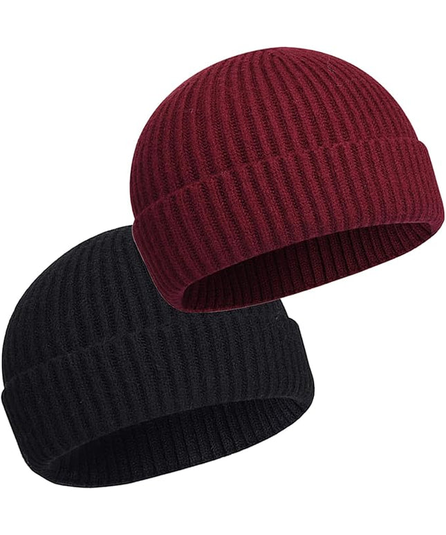 50% Wool Warm Cuffed Swag Knit Short Fisherman Beanie for Men Women Winter Hats Trawler Skull Cap