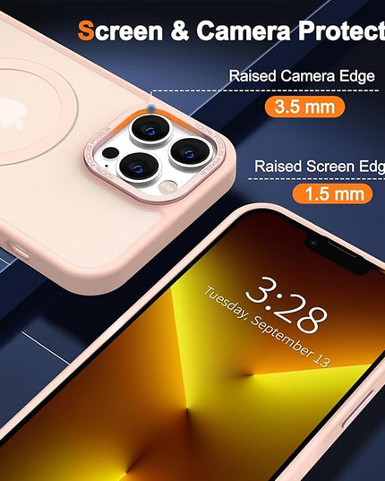 Hython Case for iPhone 13 Pro Case Magnetic Translucent Matte Phone Cases 6.1" [Compatible with MagSafe] Thin Slim Fit Shockproof Bumper Hard Protective Cover for Women Men Girls, Frosted Pink