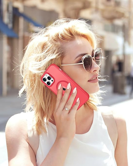 Hython Case for iPhone 12 Pro Max Case Magnetic Translucent Matte Phone Cases 6.7" [Compatible with MagSafe] Thin Slim Fit Shockproof Bumper Hard Protective Cover for Women Men Girls, Frosted Red