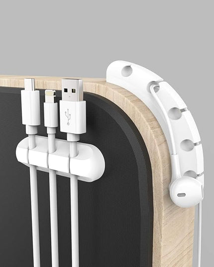 Cord/Cable Organizer White Cord Holder, Wire Organizer USB Cable Management Cord Keeper, 3 Packs Cable Clips for Car Home and Office (7, 5, 3 Slots)