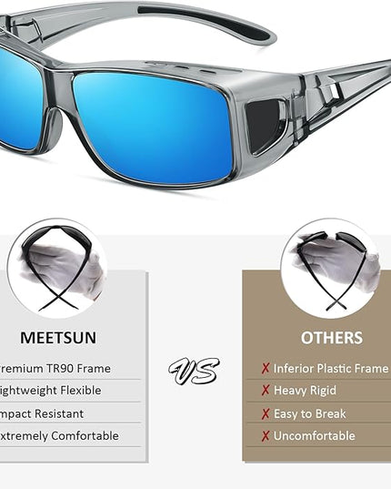 MEETSUN Fit Over Glasses Sunglasses for Men Women,Wrap Around Sunglasses Polarized UV400 Protection
