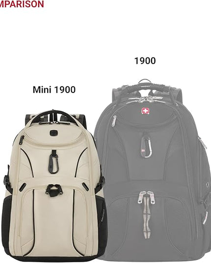 SwissGear 1900 Mini ScanSmart 13” Laptop Backpack Oatmeal– Reflective Tech Backpack with ScanSmart Compartment – Multiple Organizer Pockets & RFID Scan Blocking Technology