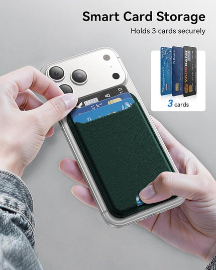 TWZKG for MagSafe Wallet, 3 Card Holder, Slim Magnetic Phone Wallet for iPhone 17/16/15/14/13/12 Pro Max Plus Air Series,RFID Blocking Vegan Leather,Night Green