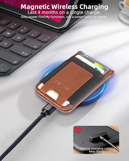 HiWe for MagSafe Wallet Stand with Find My, Anti-Lost Strongest Magnetic Wallet for iPhone 17/16/15/14/13/12 Series, 9 Cards Holder, Leather RFID, Brown