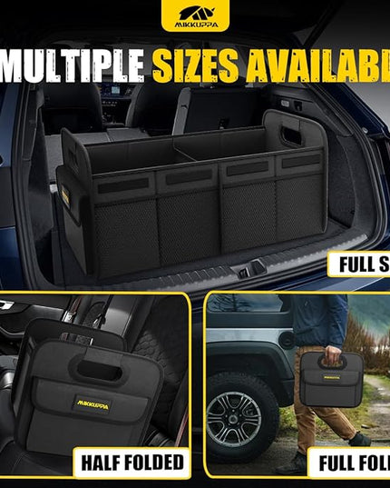 MIKKUPPA Car Trunk Organizer - 70L Collapsible Trunk Organizer for Groceries, Car Storage Organizers for SUV Auto Truck Van with Non Slip Bottom (Black)