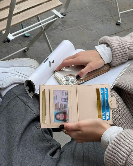 BOSTANTEN Slim Wallet for Women Small RFID Blocking Credit Card Holder Leather Bifold Wallets with Zipper Coin Pocket Rainbow Pink