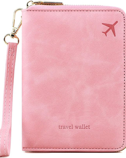 Passport Holder for Travel Women and Men RFID Passport Holder with Card Slots Holder Passport Case Passport cover Passport Wallet Travel Essentials and Accessories (Short Zipper, SZH-Pink)