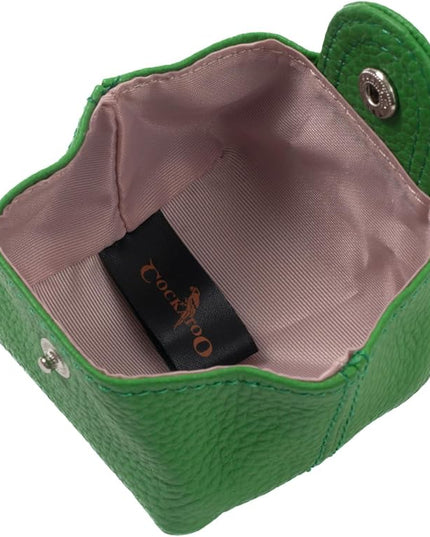 Cockatoo Genuine Leather Coin Pouch Change Holder, Mini Snap Pocket Wallet for Men Women (Verdant, Large)