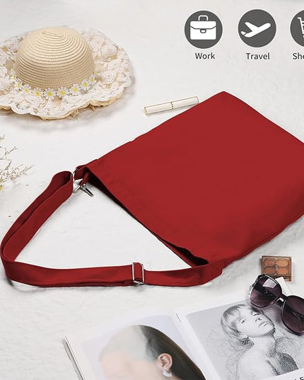 Women's blank large Size Canvas Crossbody Tote Handbags Shoulder Bag