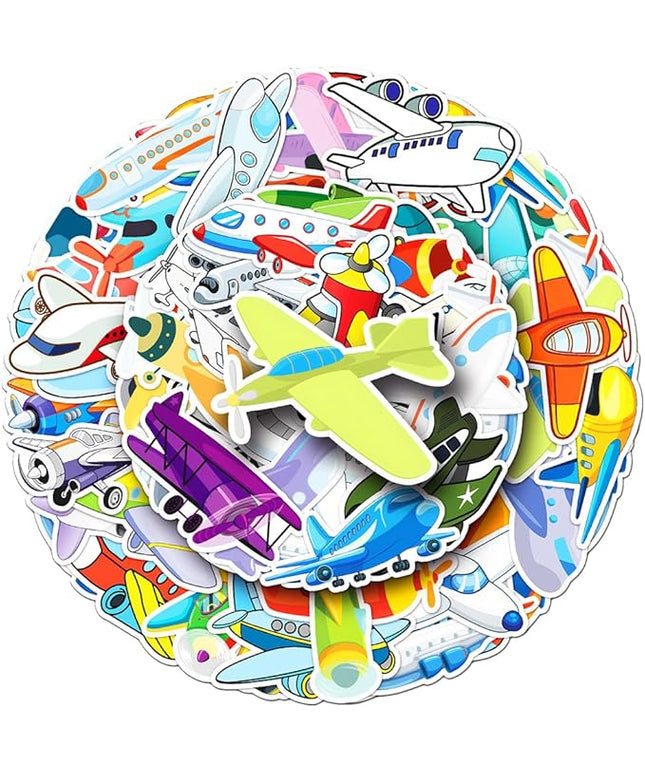 Colorful Airplane Vinyl Stickers, 50 PCS Waterproof Cartoon Aircraft Decals for Laptops, Scrapbooking, Journals, Water Bottles, Phones, Notebooks & DIY Decor