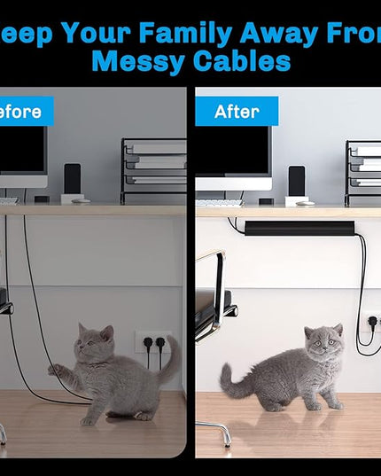 Delamu 2 Pack Safe & Tidy Cable Management Solution - Protect Kids & Pets with Home & Office Cable Management Under Desk, Cable Organizer, Cable Management Kit, Cord Organizer for Desk, 15.7in x 2