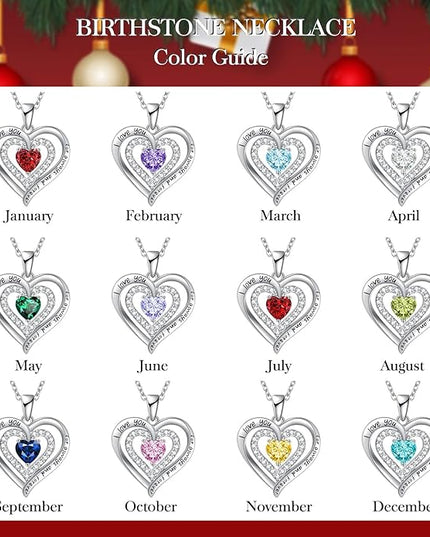 REDBEE Necklaces for Women Birthstone Heart Necklace Jewelry for Wife Girlfriend Woman Necklace