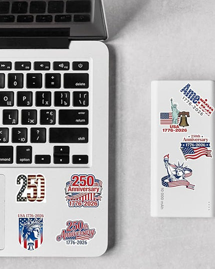 50Pcs 250th Anniversary Sticker USA 250 Years of Freedom Anniversary Waterproof Vinyl Decals for Laptop,Water Bottle, Phone, Luggage,Car