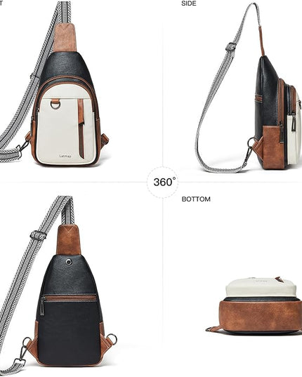 7L Sling Bag for Women Men Leather Small Sling Backpack Daypack Anti Theft Fanny Pack Crossbody Purse Travel