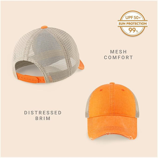 CHOK.LIDS Everyday Premium Washed Trucker Hat Unstructured Distressed Pigment Dyed Cap Adjustable Outdoor Headwear