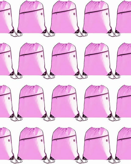CODOBON Lightweight Drawstring Backpack with 2 Compartments Holds 14" Laptop & Shoes | Foldable |big Zip Pocket with Cable Port | Economical for Gym, Travel,Daliy (20, Pink)