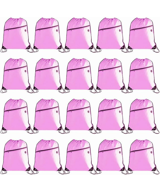 CODOBON Lightweight Drawstring Backpack with 2 Compartments Holds 14" Laptop & Shoes | Foldable |big Zip Pocket with Cable Port | Economical for Gym, Travel,Daliy (20, Pink)