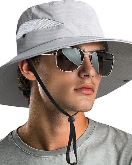 NPQQUAN Sun Hats for Men Women with Neck Flap UPF 50+ UV Protection Wide Brim Bucket Hat Safari Hiking Fishing Hats