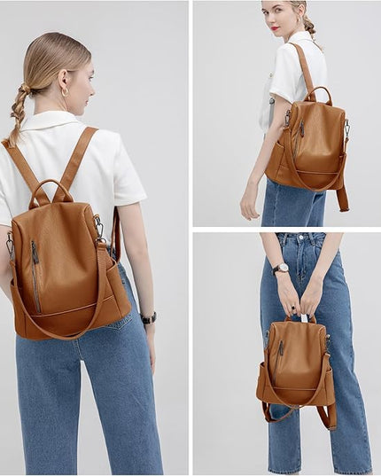 Didida Fashion Backpack Purse For Women Anti-theft Rucksack Pu Leather Lightweight Water-resistant Shoulder Bag, Brown