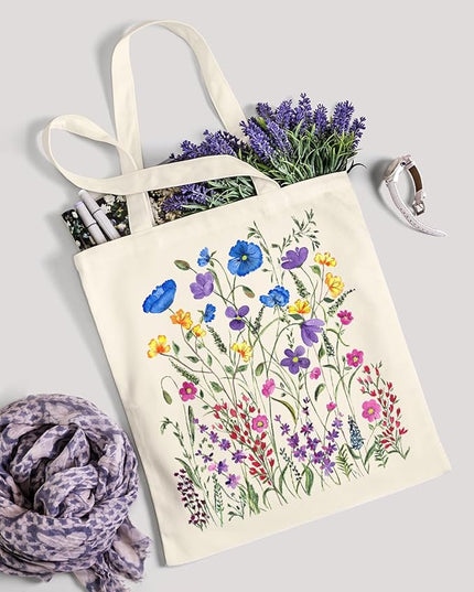 AUSVKAI Canvas Tote Bag for Women, Aesthetic Cute Grocery Grocery Reusable Cotton Gift Bag for Shooping Beach Trendy Gifts