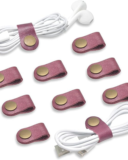 CAILLU Cord Organizer,Cord Keeper,Cable Organizer USB Holder,Cable Management,Cable Straps,Earbud case,wrap Headset Winder,Phone Earphone Clips Ties (Rose red Cord Organizer)