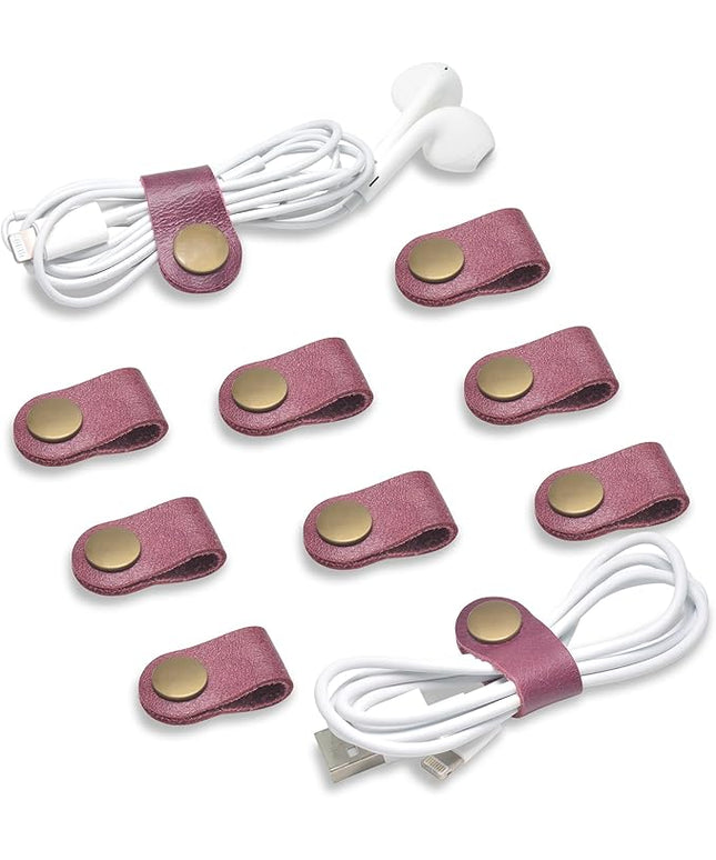 CAILLU Cord Organizer,Cord Keeper,Cable Organizer USB Holder,Cable Management,Cable Straps,Earbud case,wrap Headset Winder,Phone Earphone Clips Ties (Rose red Cord Organizer)