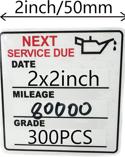 Oil Change Stickers，300pcs 2x2 inch Oil Change Stickers for windscreen - Easy to use and Remove