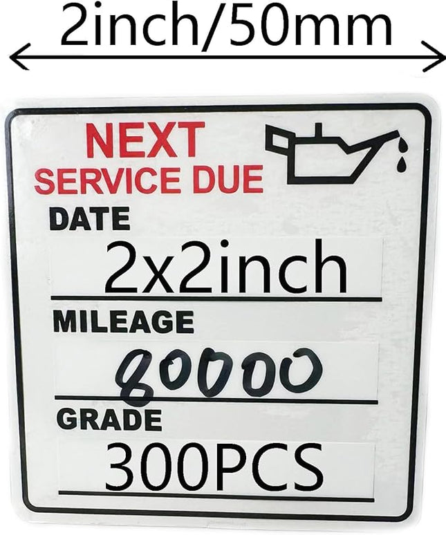 Oil Change Stickers，300pcs 2x2 inch Oil Change Stickers for windscreen - Easy to use and Remove